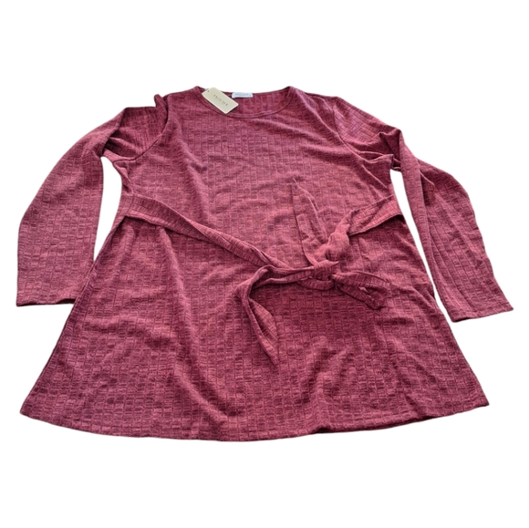 Ekouaer Burgundy Ribbed Long Sleeve Maternity Top - Size XXL - Picture 8 of 9